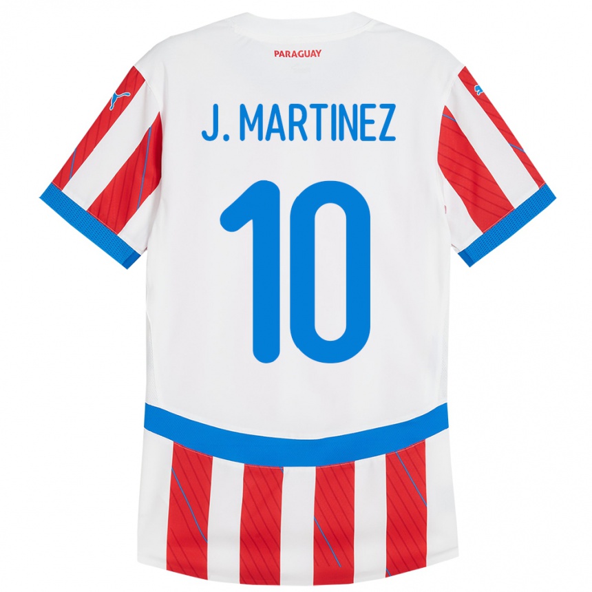Women Football Paraguay Jessica Martínez #10 White Red Home Jersey 24-26 T-Shirt