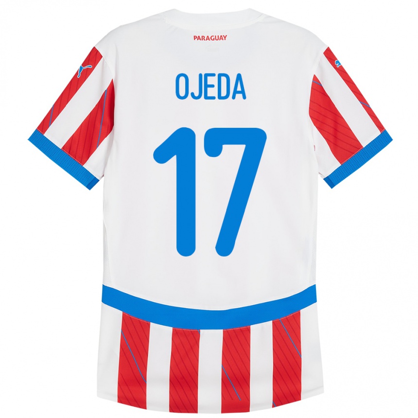 Women Football Paraguay Deisy Ojeda #17 White Red Home Jersey 24-26 T-Shirt