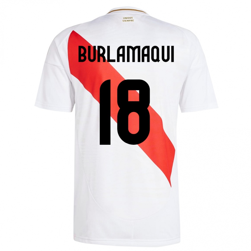 Women Football Peru Alessandro Burlamaqui #18 White Home Jersey 24-26 T-Shirt
