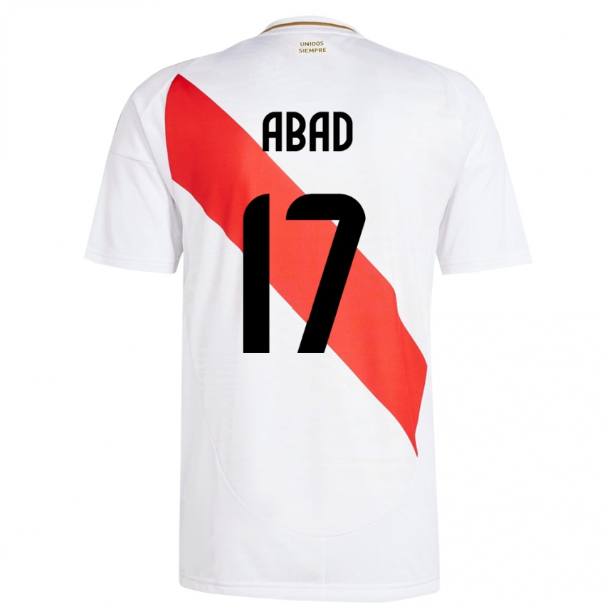 Women Football Peru Kelvin Abad #17 White Home Jersey 24-26 T-Shirt