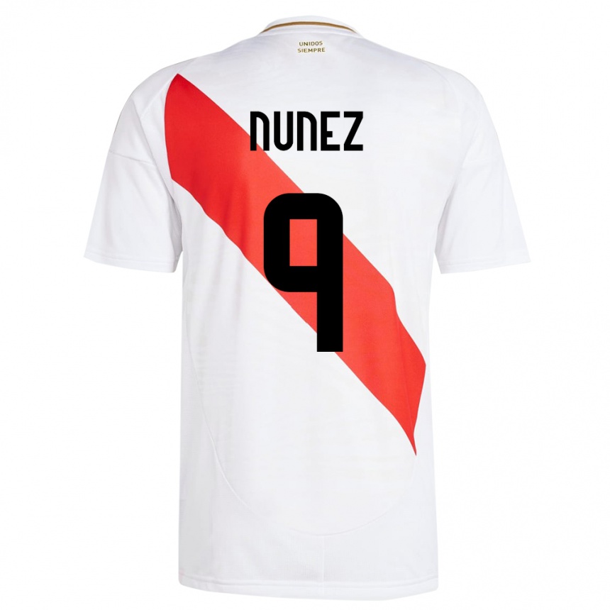 Women Football Peru Pierina Núñez #9 White Home Jersey 24-26 T-Shirt