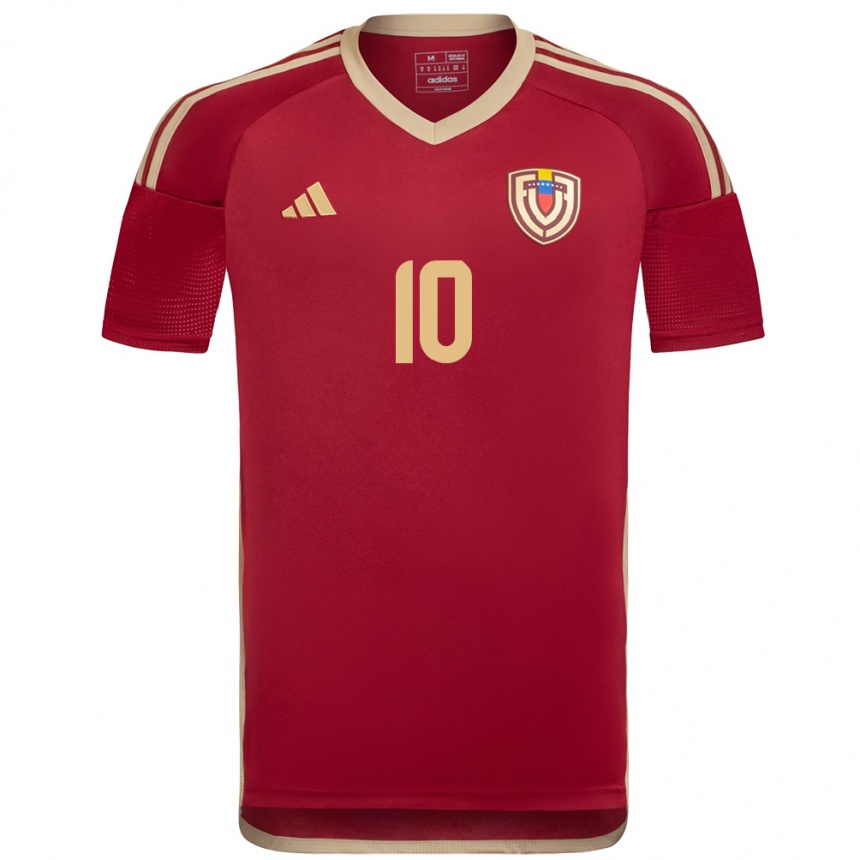 Women Football Venezuela Yerliane Moreno #10 Burgundy Home Jersey 24-26 T-Shirt