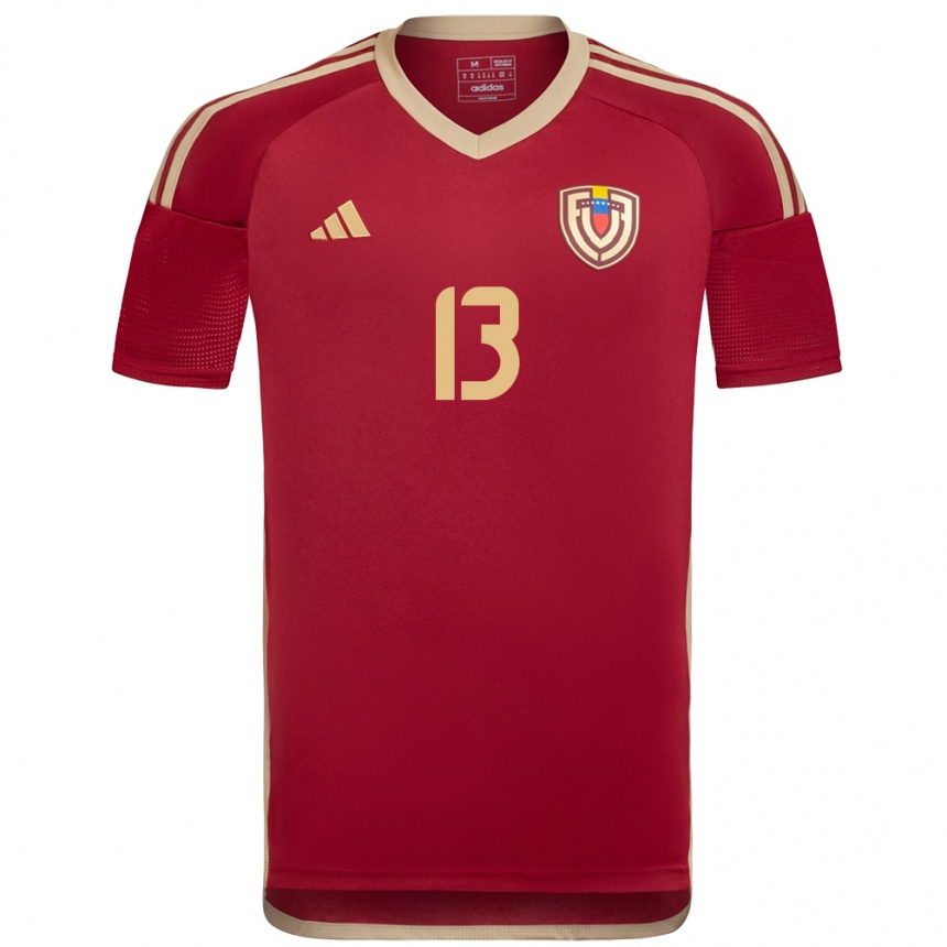 Women Football Venezuela Salvador Bolívar #13 Burgundy Home Jersey 24-26 T-Shirt