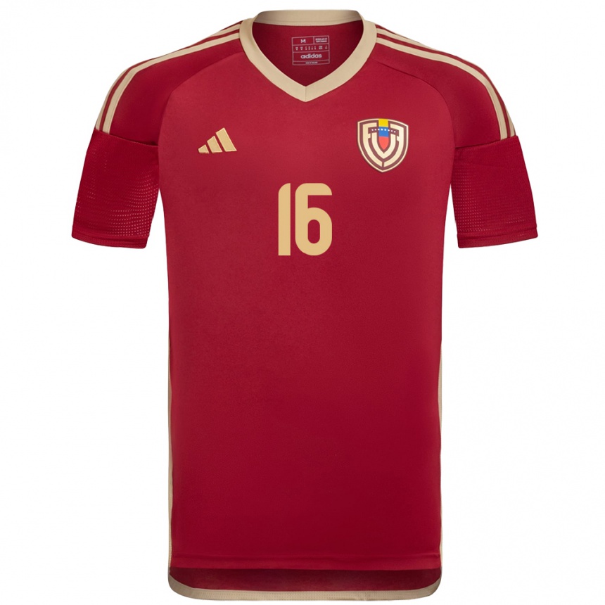 Women Football Venezuela Frangel Huice #16 Burgundy Home Jersey 24-26 T-Shirt