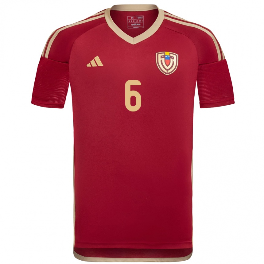 Women Football Venezuela Bryant Ortega #6 Burgundy Home Jersey 24-26 T-Shirt