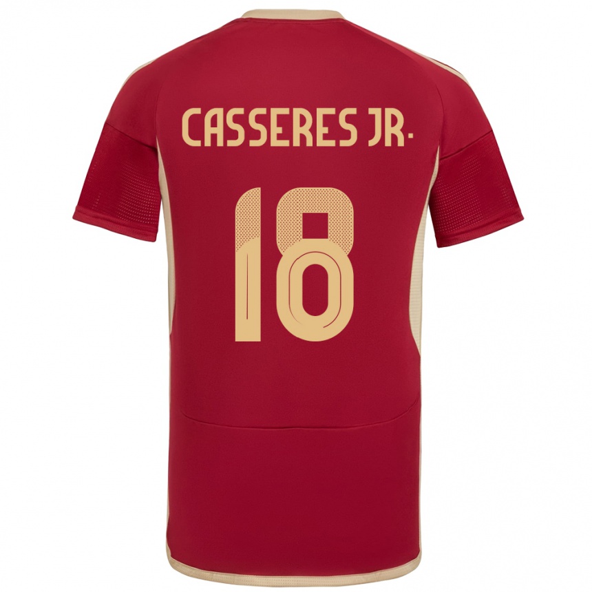 Women Football Venezuela Cristian Cásseres Jr. #18 Burgundy Home Jersey 24-26 T-Shirt
