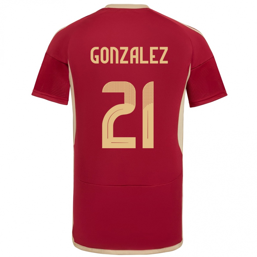 Women Football Venezuela Alexander González #21 Burgundy Home Jersey 24-26 T-Shirt