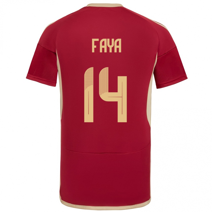 Women Football Venezuela Carlos Faya #14 Burgundy Home Jersey 24-26 T-Shirt