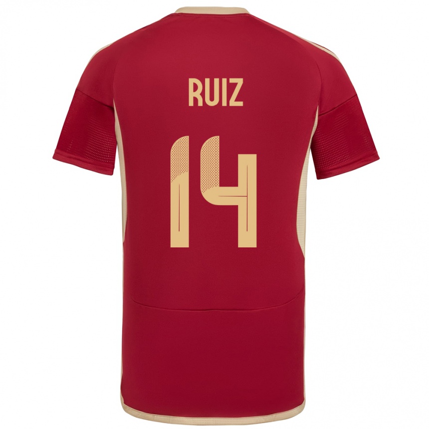 Women Football Venezuela Maicol Ruiz #14 Burgundy Home Jersey 24-26 T-Shirt