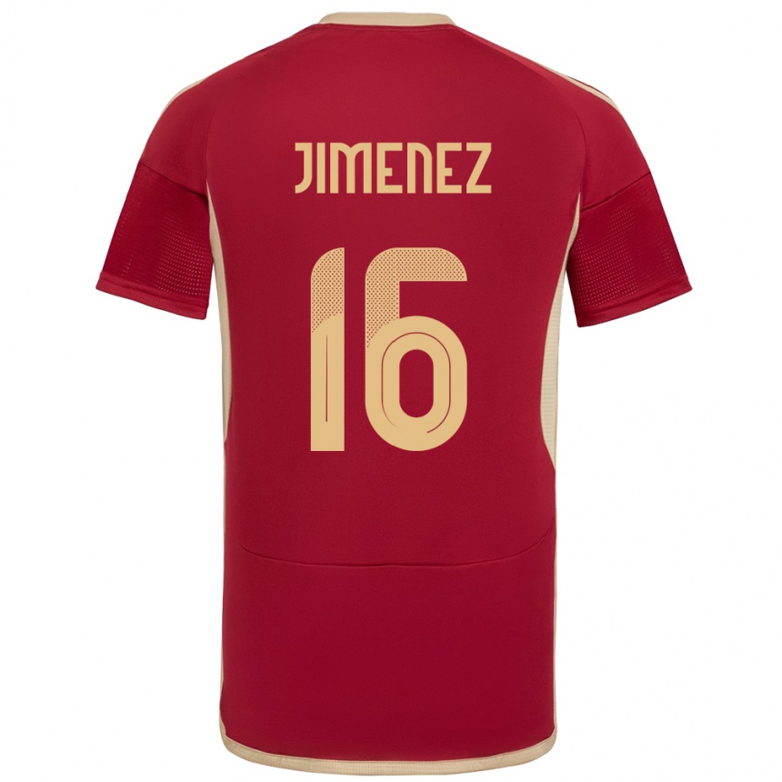 Women Football Venezuela Néstor Jiménez #16 Burgundy Home Jersey 24-26 T-Shirt