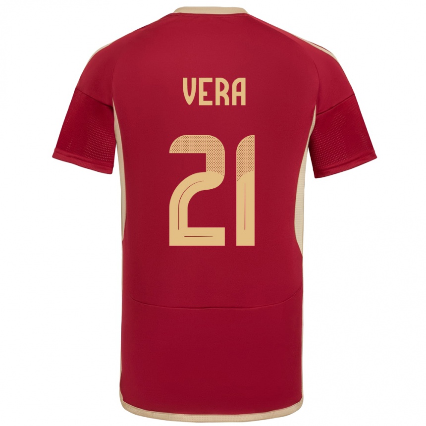 Women Football Venezuela Andry Vera #21 Burgundy Home Jersey 24-26 T-Shirt