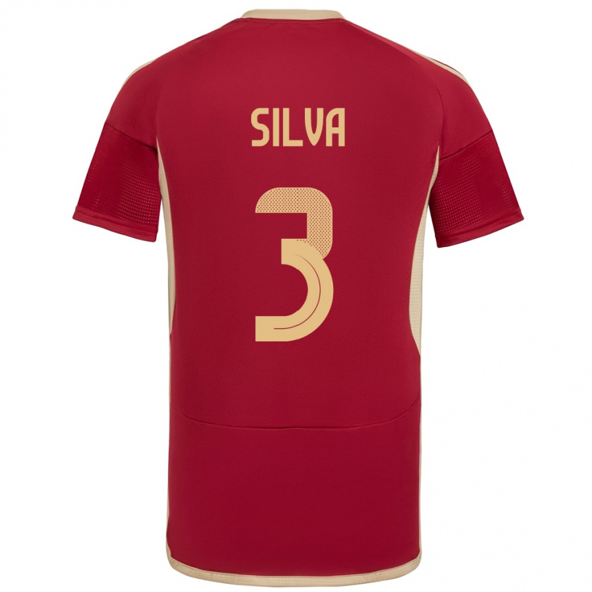 Women Football Venezuela Santiago Silva #3 Burgundy Home Jersey 24-26 T-Shirt