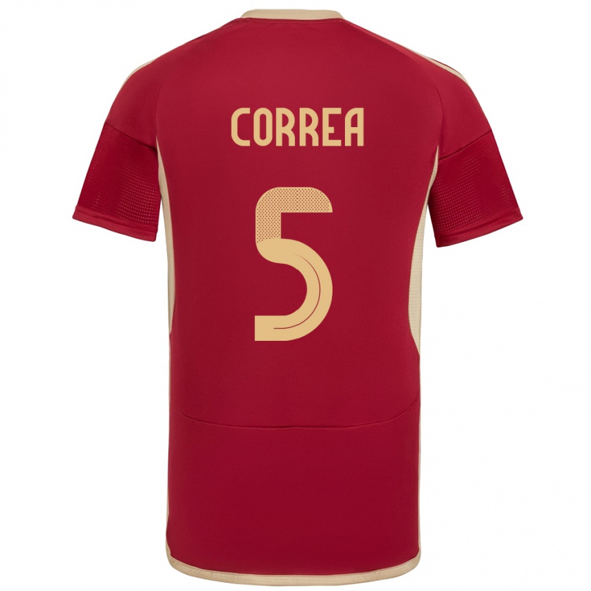 Women Football Venezuela José Correa #5 Burgundy Home Jersey 24-26 T-Shirt