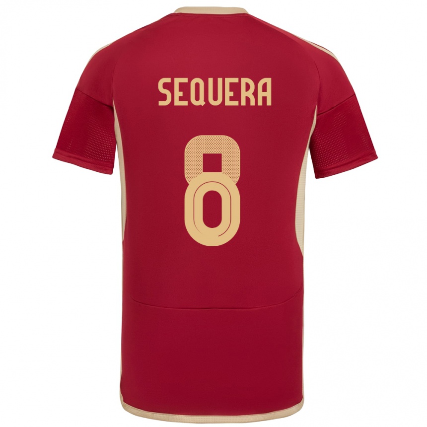 Women Football Venezuela Giovanny Sequera #8 Burgundy Home Jersey 24-26 T-Shirt