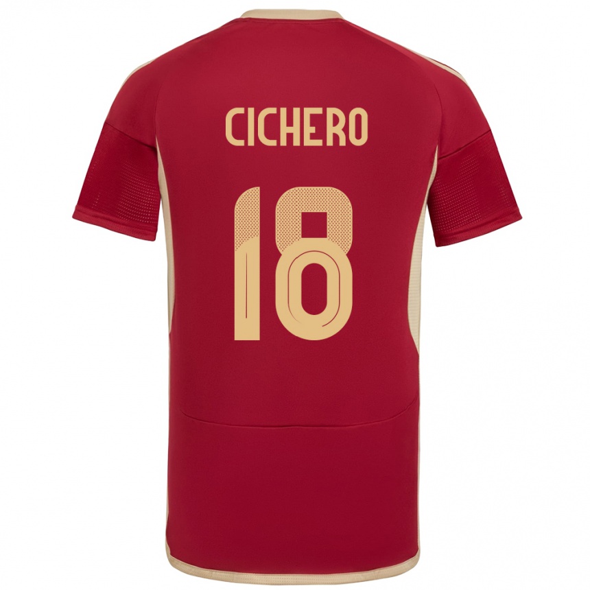 Women Football Venezuela Alejandro Cichero #18 Burgundy Home Jersey 24-26 T-Shirt