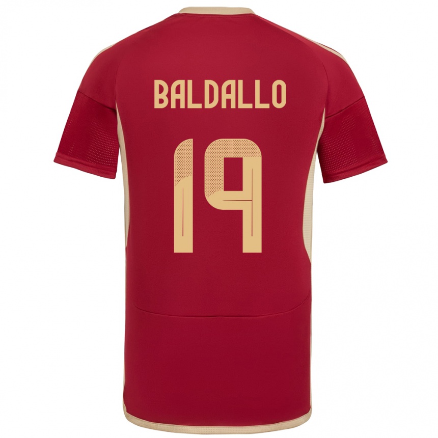 Women Football Venezuela Micheel Baldallo #19 Burgundy Home Jersey 24-26 T-Shirt