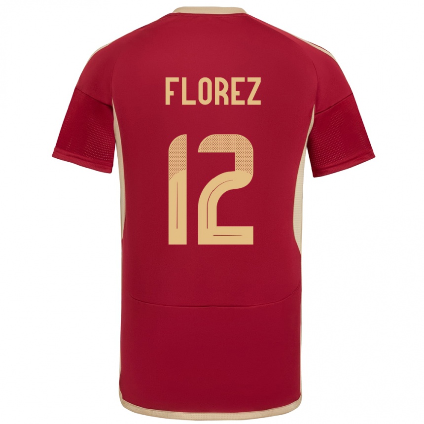 Women Football Venezuela Génesis Flórez #12 Burgundy Home Jersey 24-26 T-Shirt