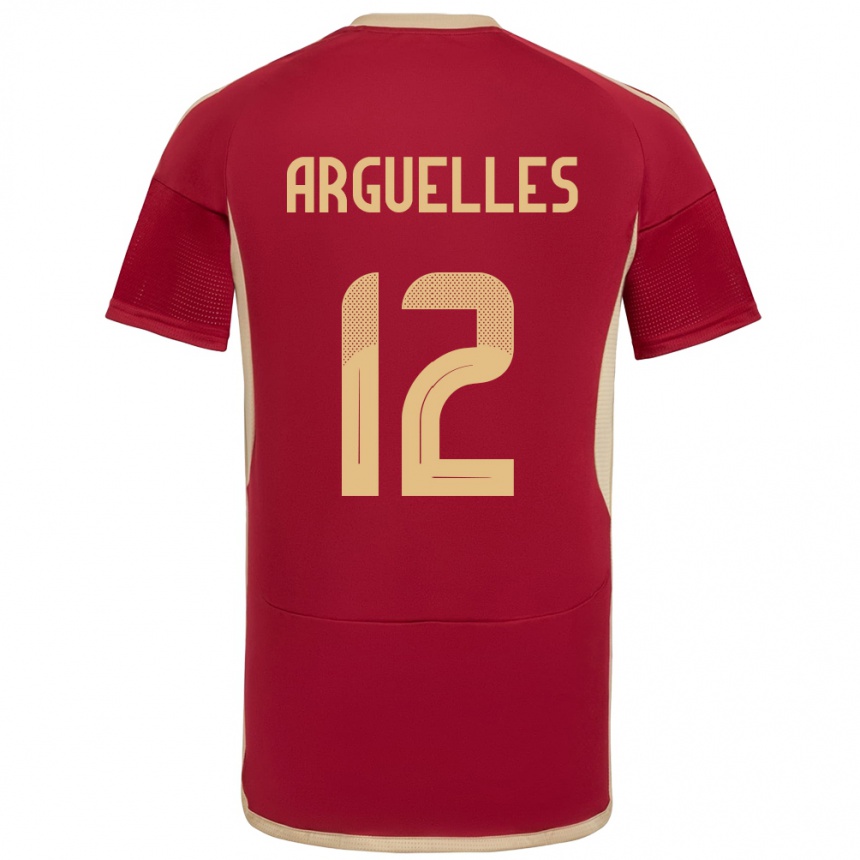 Women Football Venezuela Wilmary Argüelles #12 Burgundy Home Jersey 24-26 T-Shirt