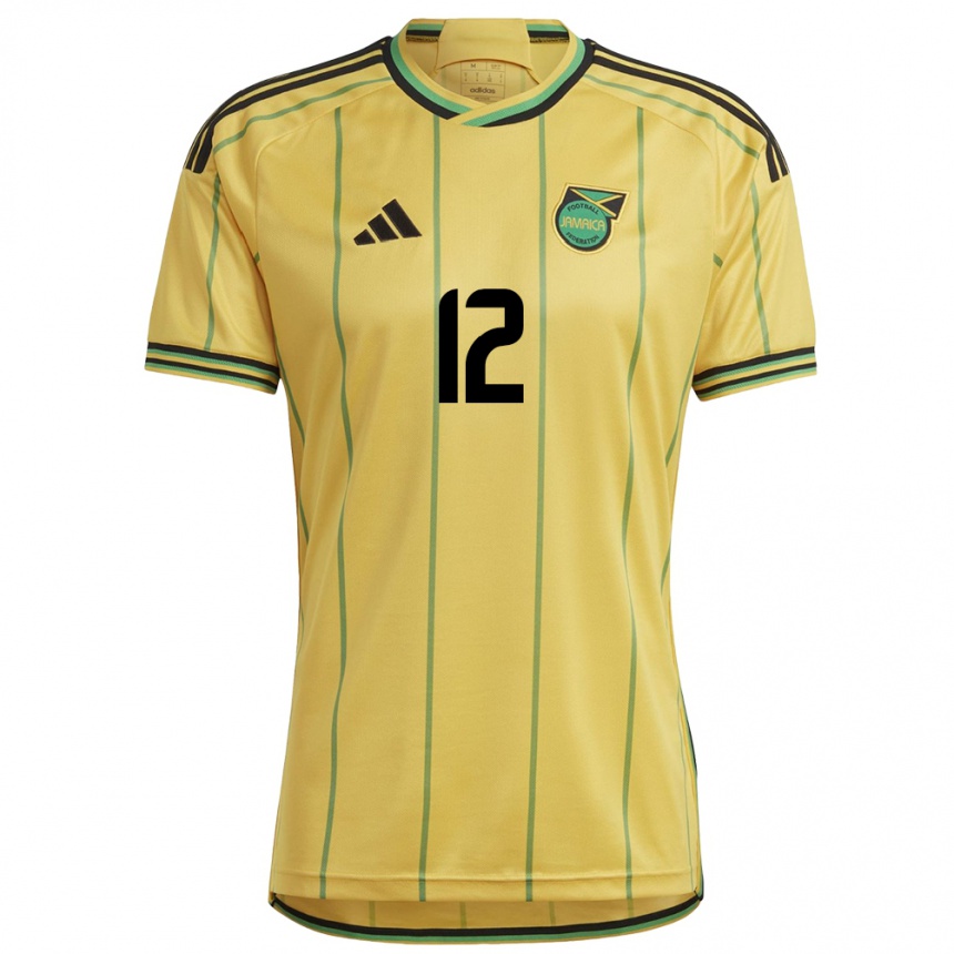 Women Football Jamaica Sashana Campbell #12 Yellow Home Jersey 24-26 T-Shirt