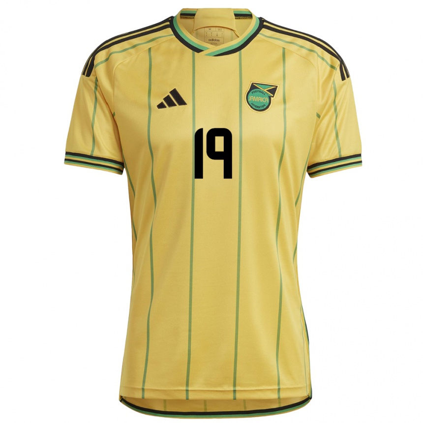 Women Football Jamaica Jamal Lowe #19 Yellow Home Jersey 24-26 T-Shirt