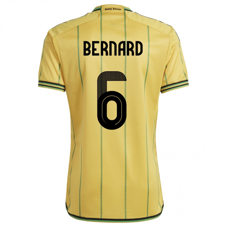 Women Football Jamaica Di'shon Bernard #6 Yellow Home Jersey 24-26 T-Shirt