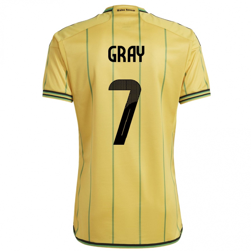 Women Football Jamaica Demarai Gray #7 Yellow Home Jersey 24-26 T-Shirt