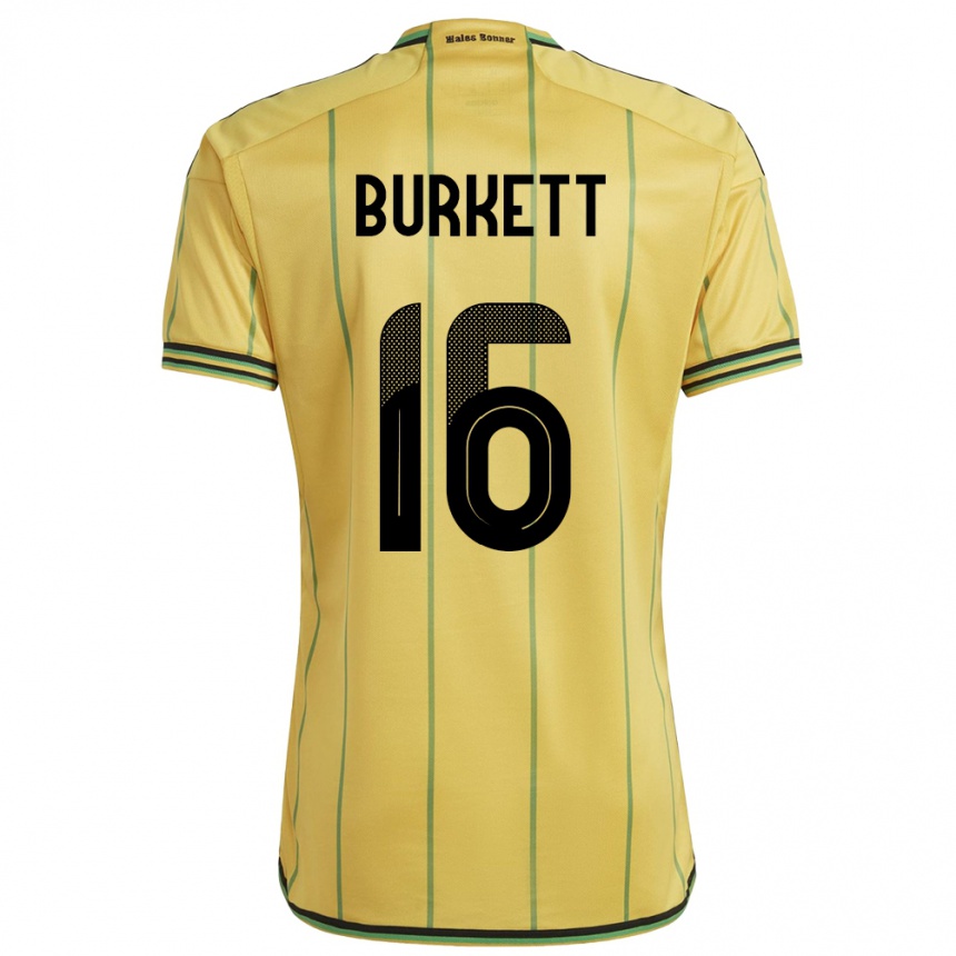 Women Football Jamaica Brian Burkett #16 Yellow Home Jersey 24-26 T-Shirt