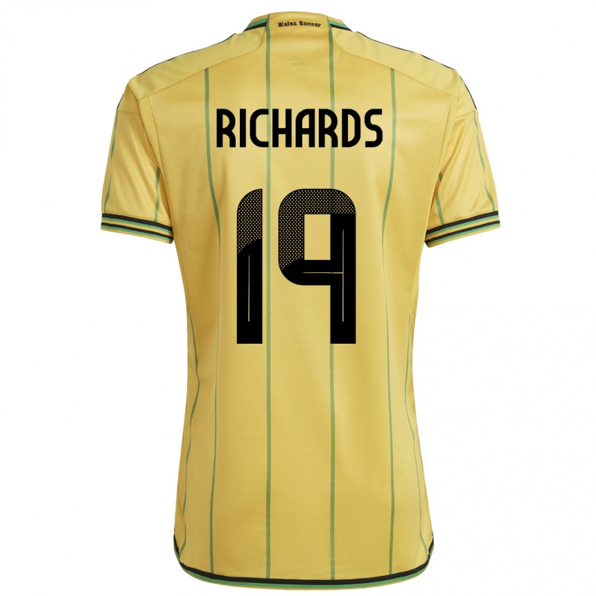 Women Football Jamaica Davia Richards #19 Yellow Home Jersey 24-26 T-Shirt