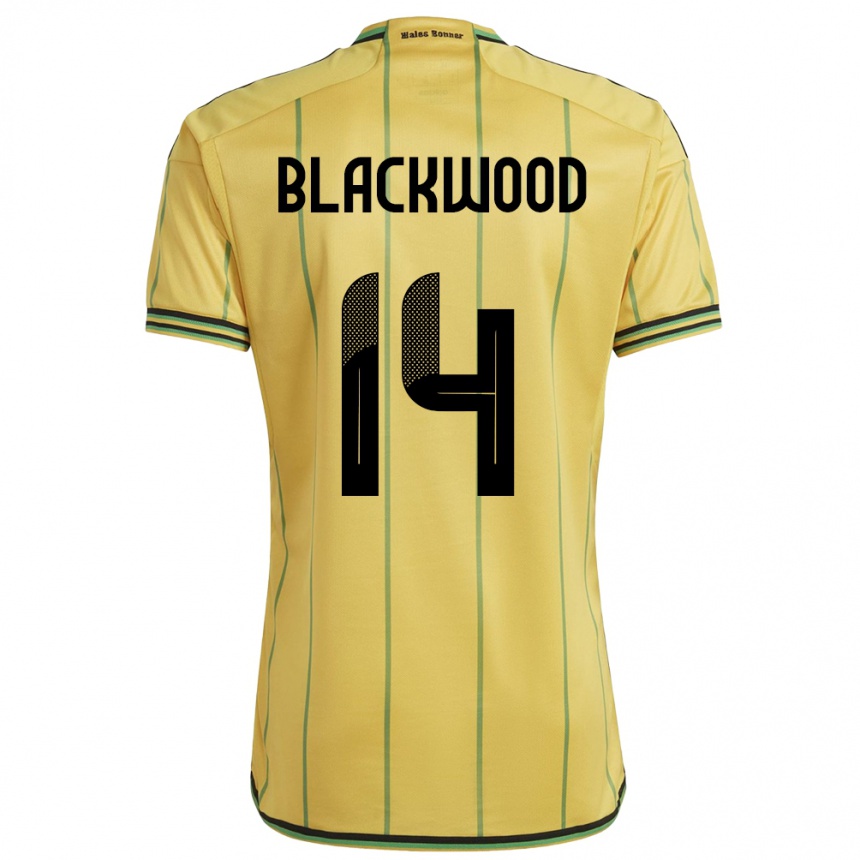 Women Football Jamaica Deneisha Blackwood #14 Yellow Home Jersey 24-26 T-Shirt