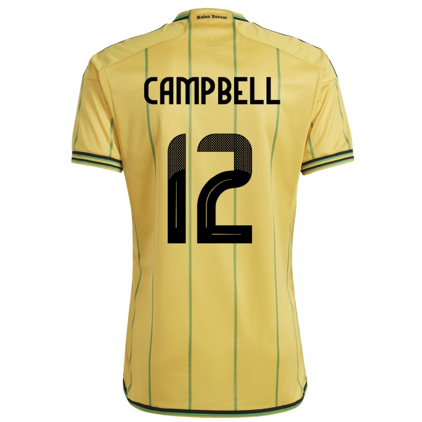 Women Football Jamaica Sashana Campbell #12 Yellow Home Jersey 24-26 T-Shirt
