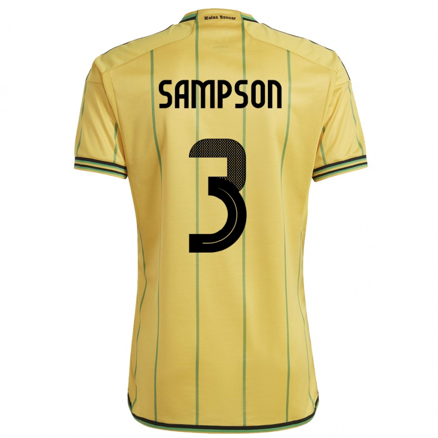 Women Football Jamaica Vyan Sampson #3 Yellow Home Jersey 24-26 T-Shirt