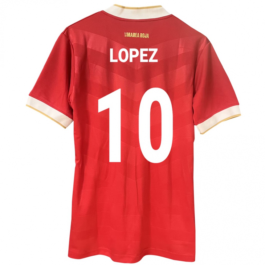 Women Football Panama Ovidio Lopez #10 Red Home Jersey 24-26 T-Shirt