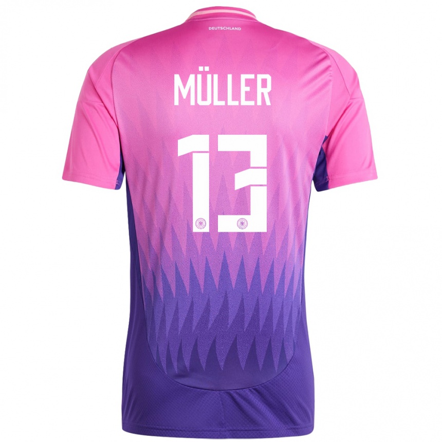 Women Football Germany Thomas Muller #13 Pink Purple Away Jersey 24-26 T-Shirt