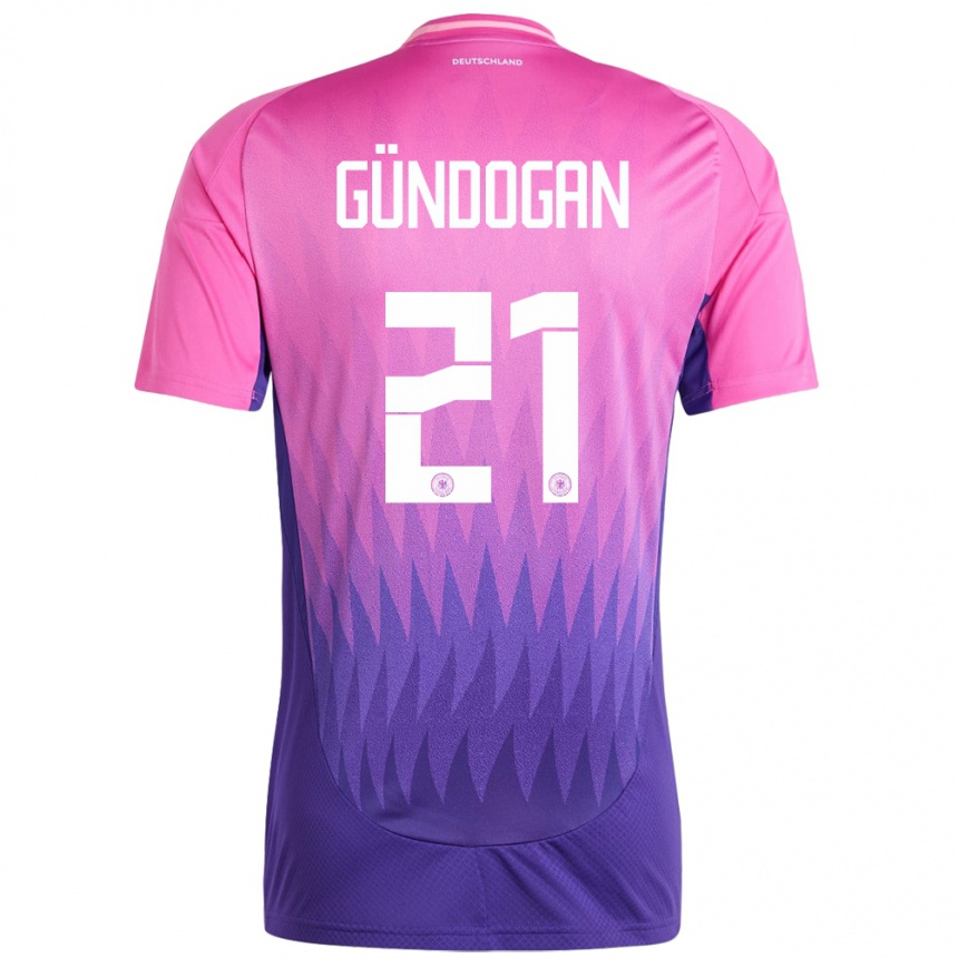 Women Football Germany Ilkay Gundogan #21 Pink Purple Away Jersey 24-26 T-Shirt