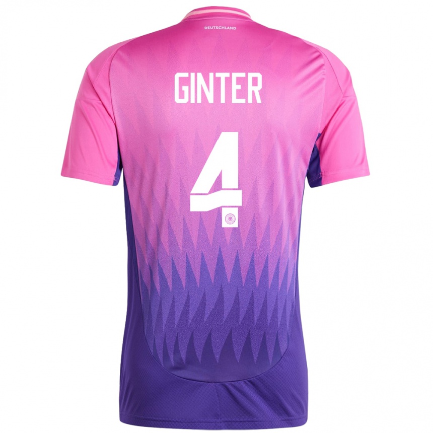 Women Football Germany Matthias Ginter #4 Pink Purple Away Jersey 24-26 T-Shirt