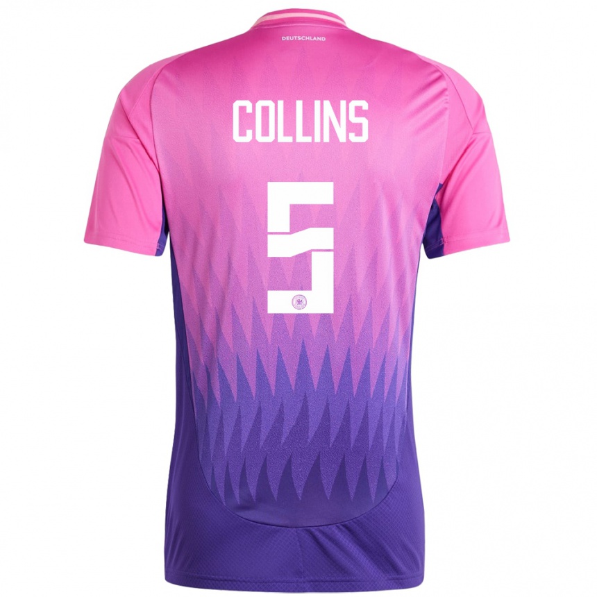 Women Football Germany Nnamdi Collins #5 Pink Purple Away Jersey 24-26 T-Shirt