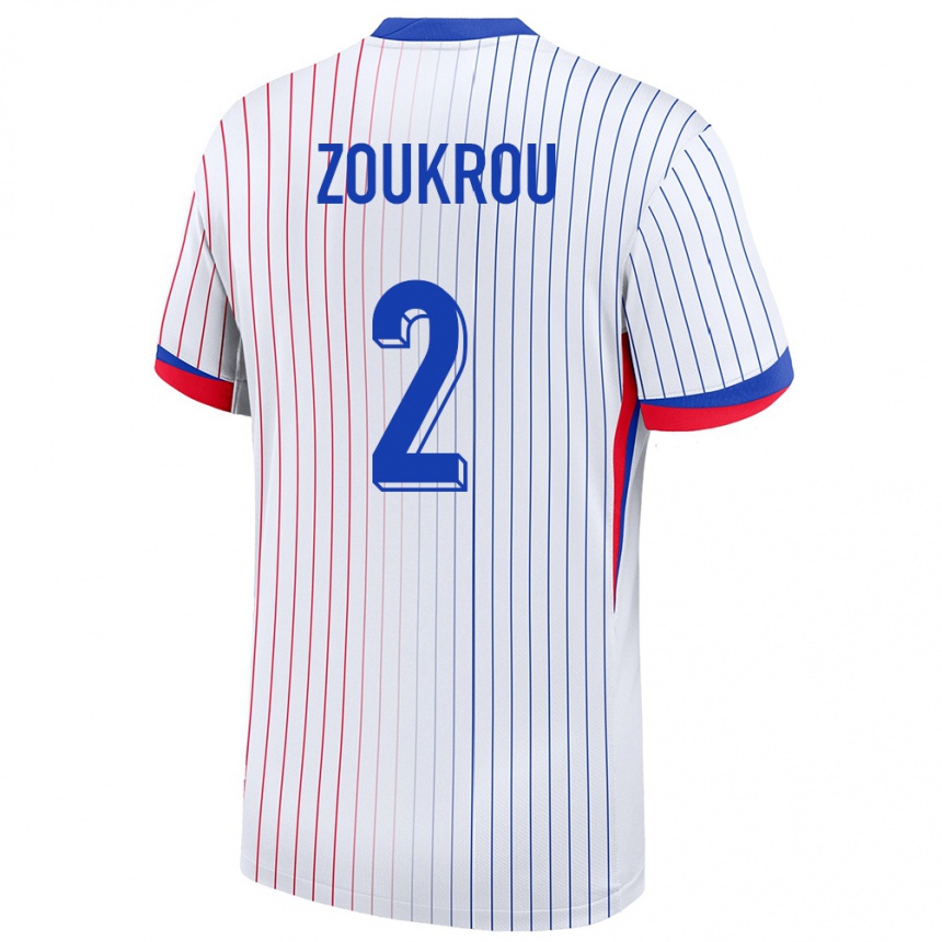 Women Football France Tanguy Zoukrou #2 White Away Jersey 24-26 T-Shirt