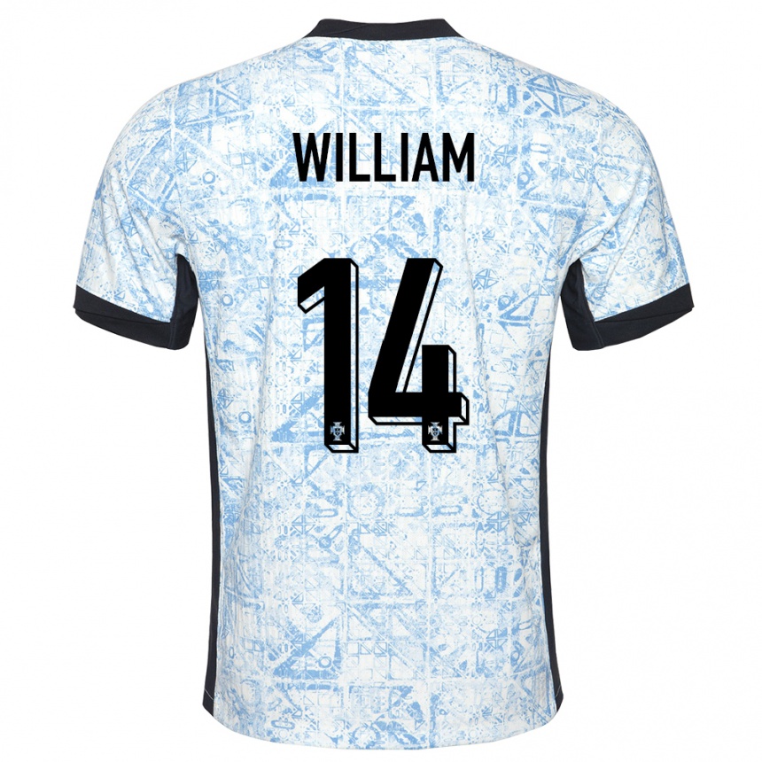 Women Football Portugal William Carvalho #14 Cream Blue Away Jersey 24-26 T-Shirt