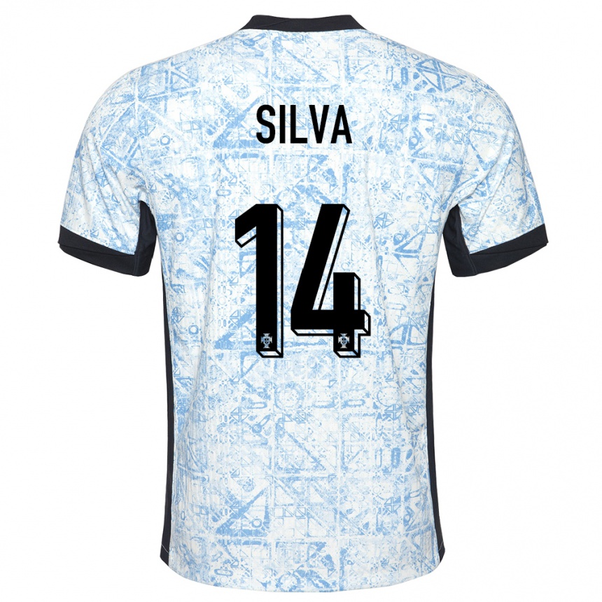 Women Football Portugal Dolores Silva #14 Cream Blue Away Jersey 24-26 T-Shirt