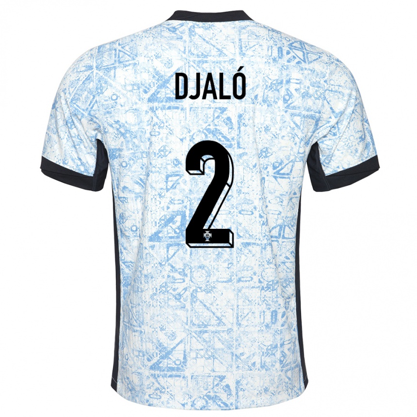 Women Football Portugal Tiago Djalo #2 Cream Blue Away Jersey 24-26 T-Shirt