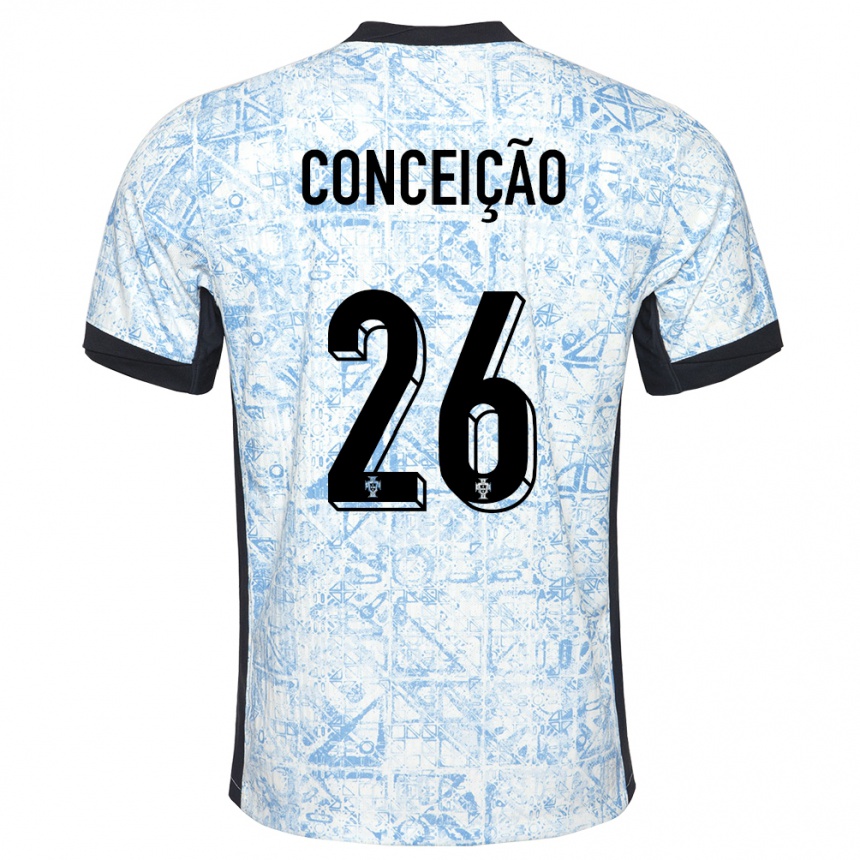 Women Football Portugal Francisco Conceicao #26 Cream Blue Away Jersey 24-26 T-Shirt