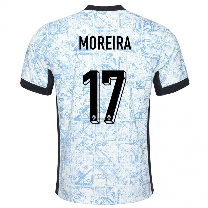 Women Football Portugal Afonso Moreira #17 Cream Blue Away Jersey 24-26 T-Shirt