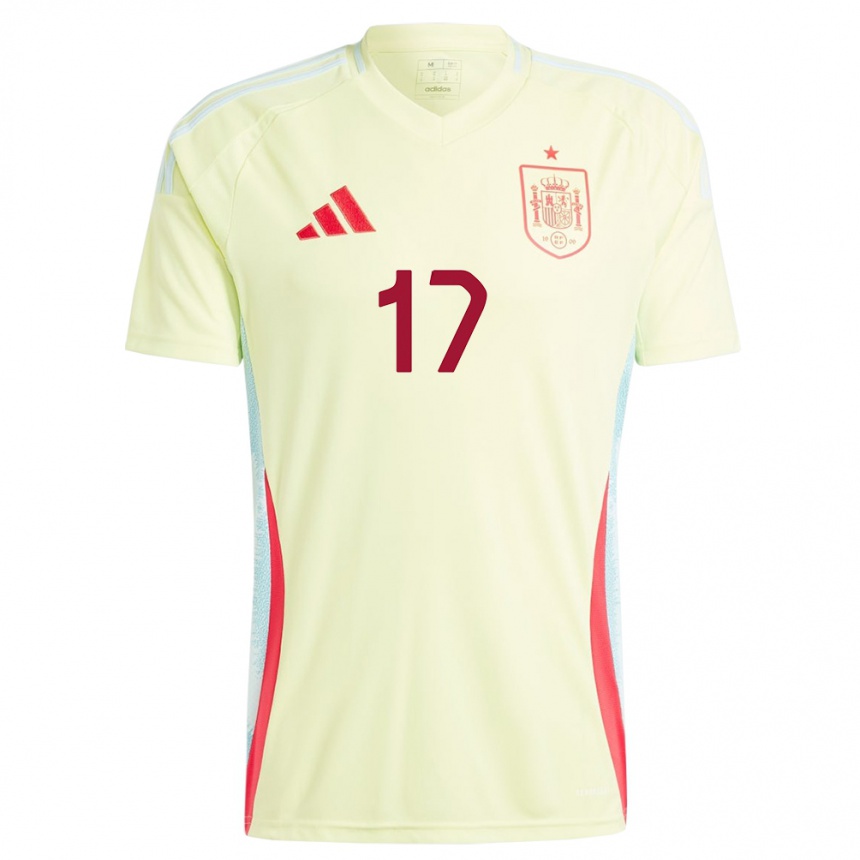 Women Football Spain Angel Ortiz #17 Yellow Away Jersey 24-26 T-Shirt