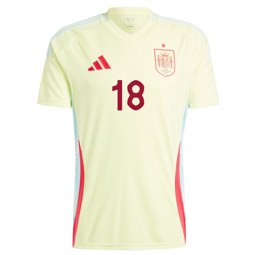 Women Football Spain Daniel Requena #18 Yellow Away Jersey 24-26 T-Shirt