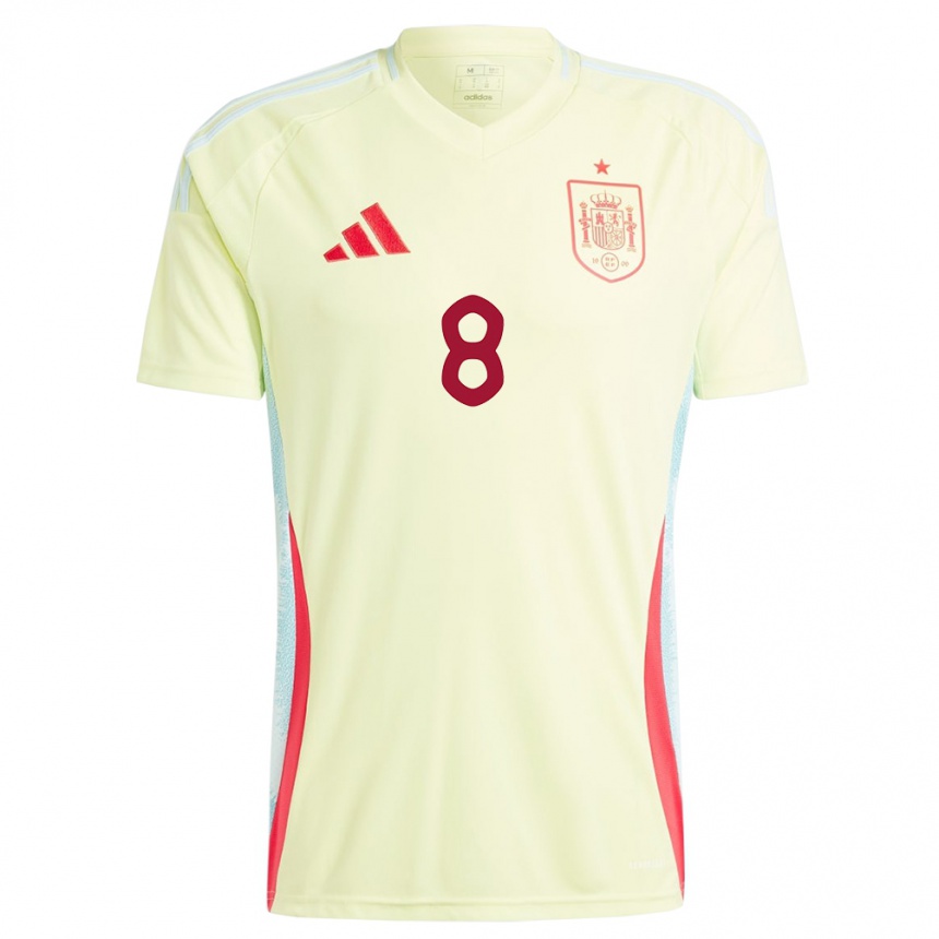 Women Football Spain Dani Perez #8 Yellow Away Jersey 24-26 T-Shirt