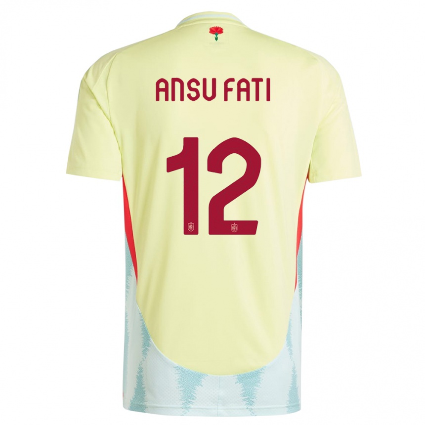 Women Football Spain Ansu Fati #12 Yellow Away Jersey 24-26 T-Shirt