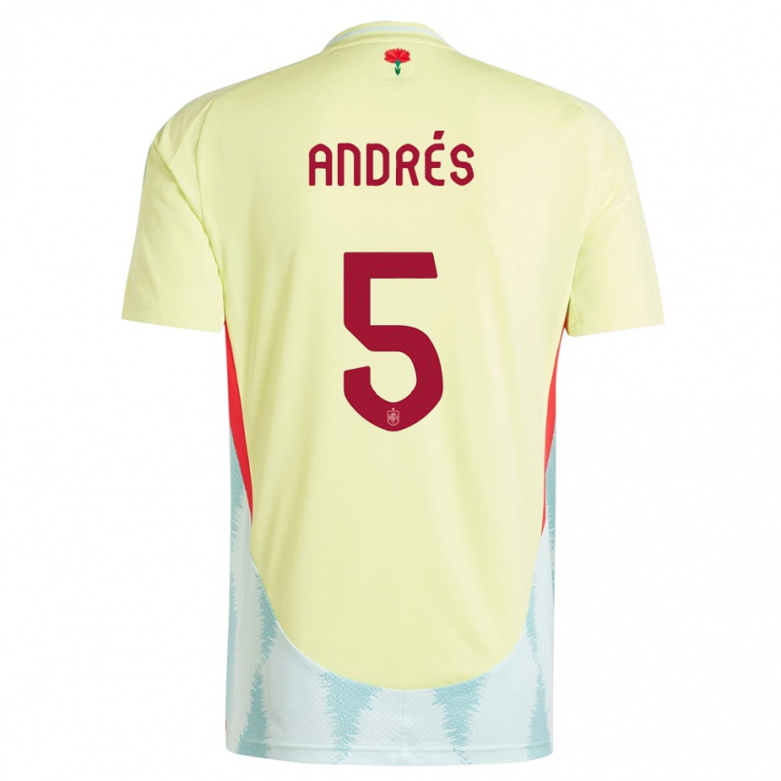 Women Football Spain Ivana Andres #5 Yellow Away Jersey 24-26 T-Shirt