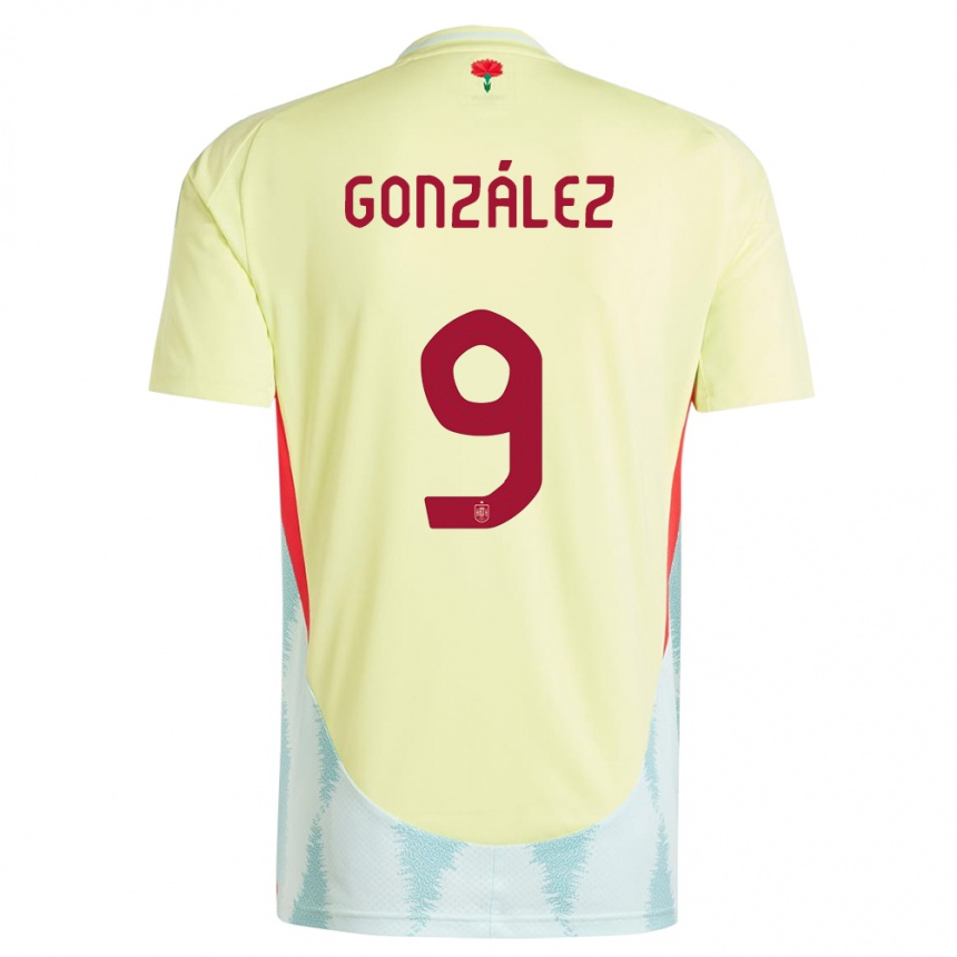 Women Football Spain Esther Gonzalez #9 Yellow Away Jersey 24-26 T-Shirt
