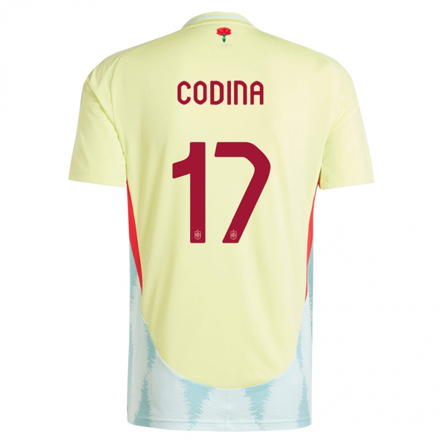 Women Football Spain Laia Codina #17 Yellow Away Jersey 24-26 T-Shirt
