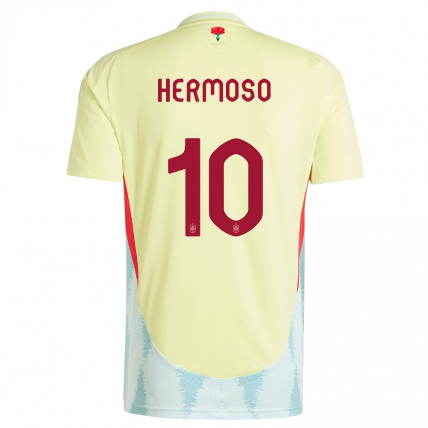 Women Football Spain Jennifer Hermoso #10 Yellow Away Jersey 24-26 T-Shirt